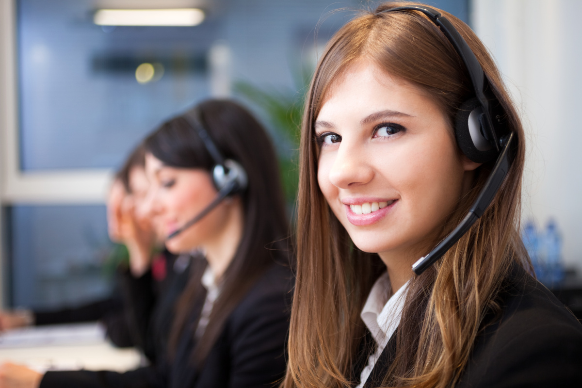 Woman working in contact center