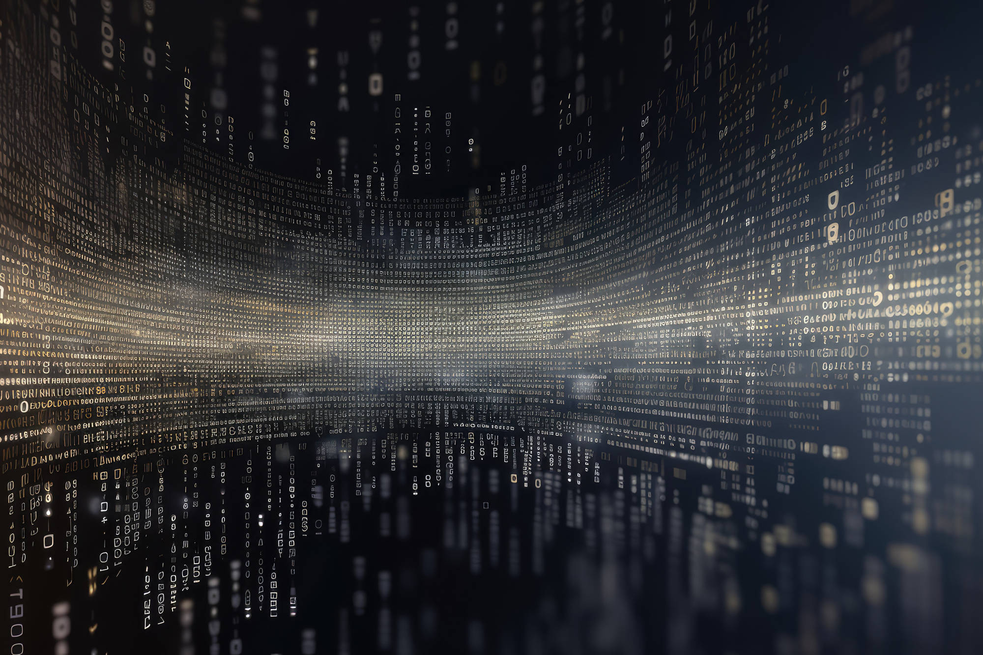 Glowing tech abstract background with blurred code