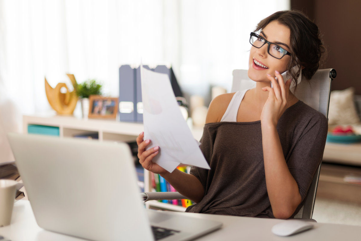 Woman working from home